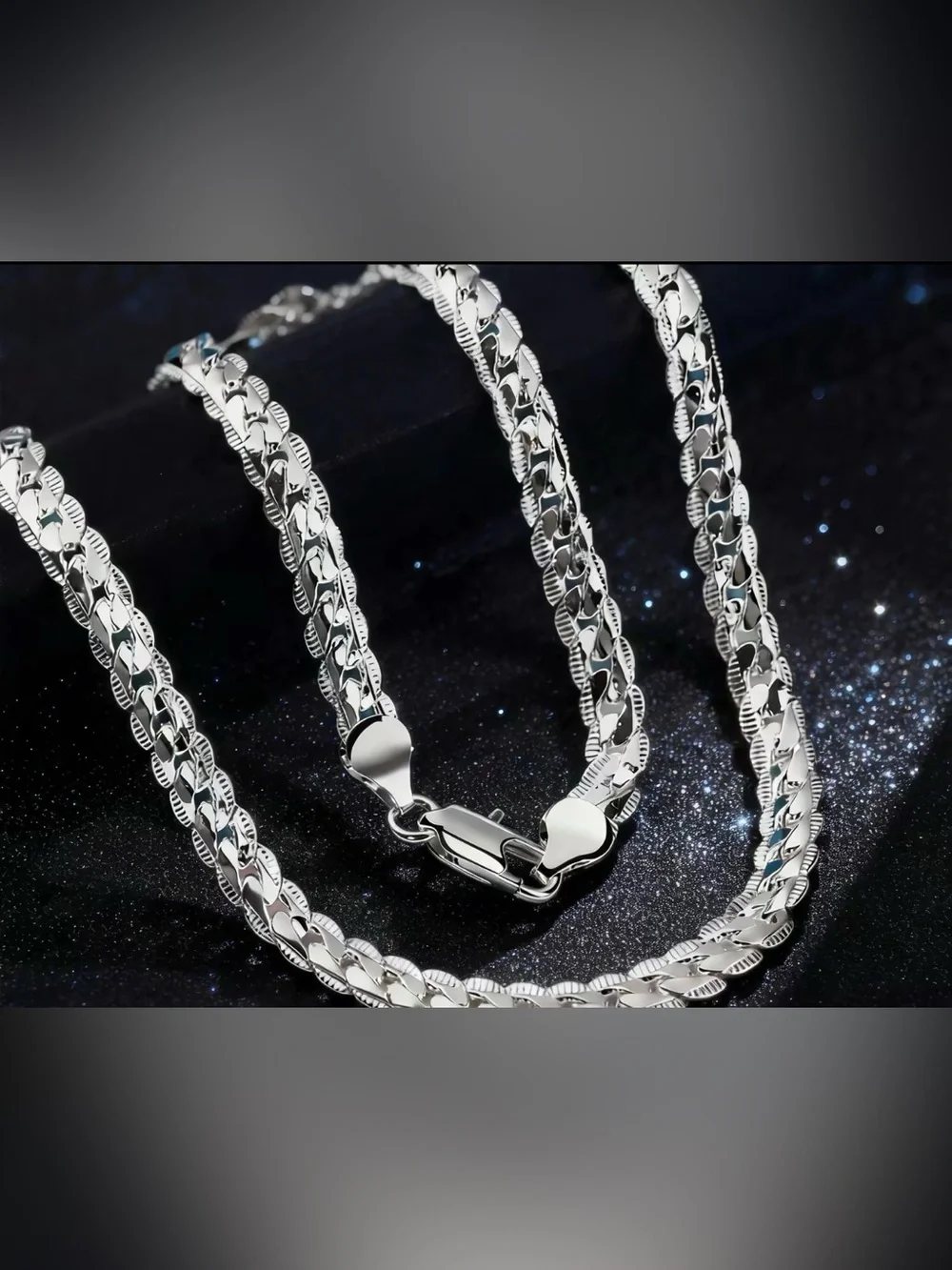 Men's Silver Cuban Link Chain Necklace - Polished Stainless Steel